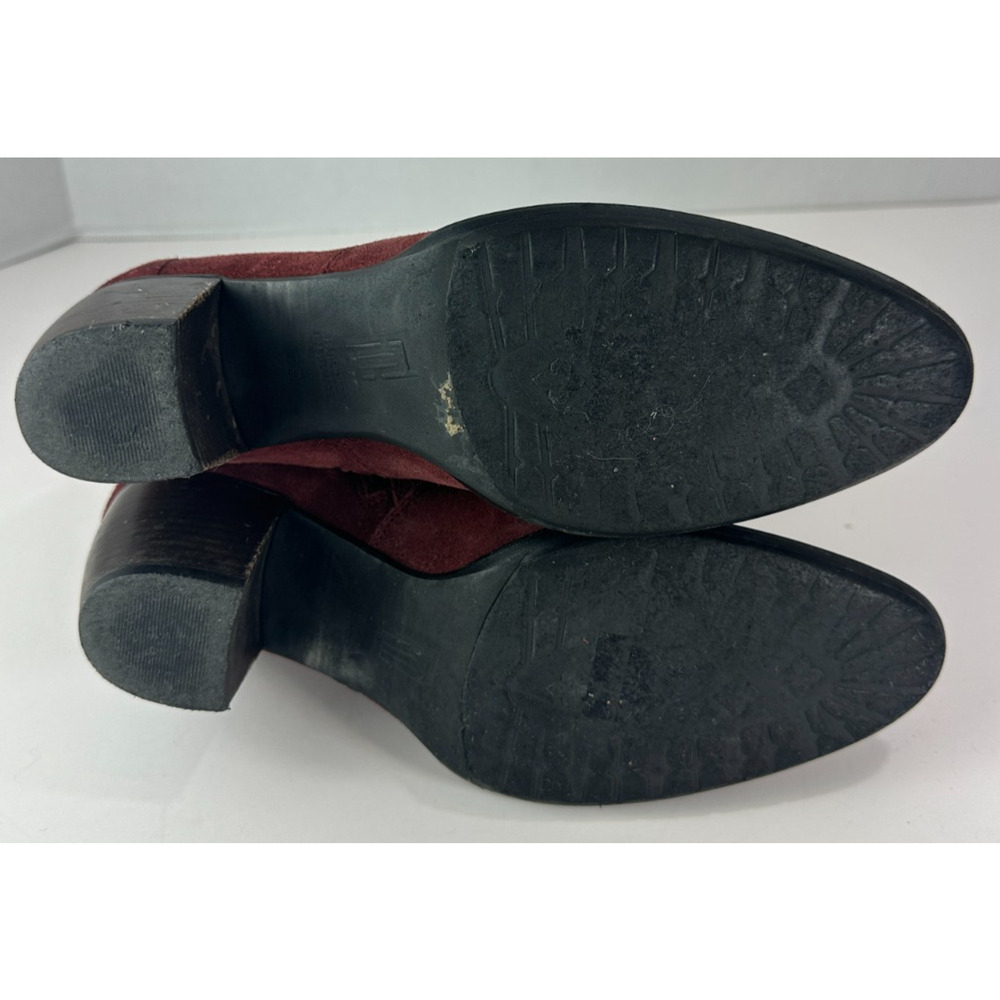 Sundance Suede Ankle Boots Size 39 US 8.5 - 9 Block Heel Burgundy Red Booties - Picture 10 of 16